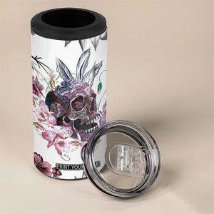 Personalized Floral Skull 4 in 1 Can Cooler Tumbler Custom Name Botanical Gothic Aesthetic Vibe TB10 Print Your Wear