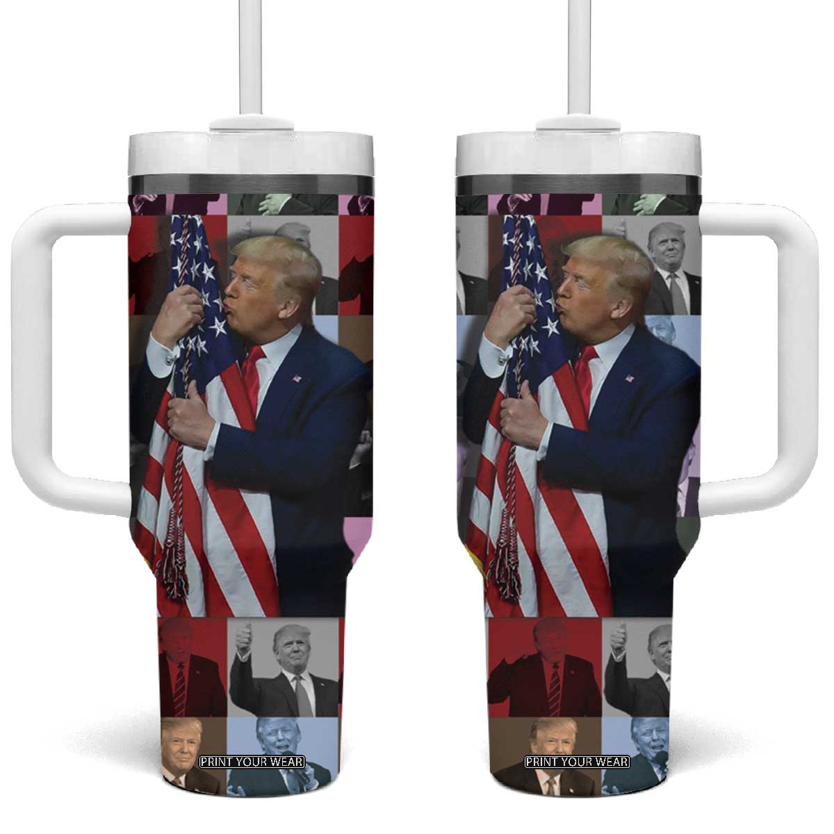 Donald Trump 2024 Tumbler With Handle 45 47 President Eras 4547 Take American Back TB10 One Size: 40 oz White Print Your Wear