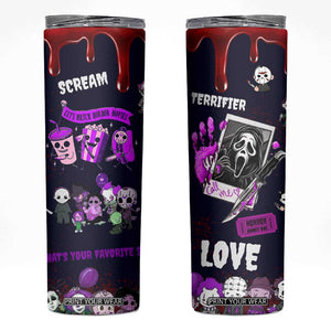 Funny Halloween Horror Skinny Tumbler Iced Coffee What's Your Favorite Scary Movie TB10 Purple Print Your Wear