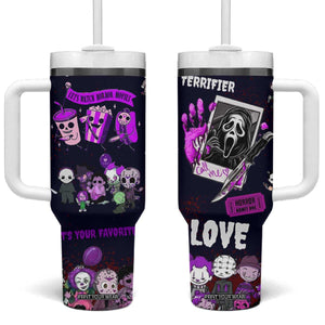 Funny Halloween Horror Tumbler With Handle Iced Coffee What's Your Favorite Scary Movie TB10 One Size: 40 oz Purple Print Your Wear