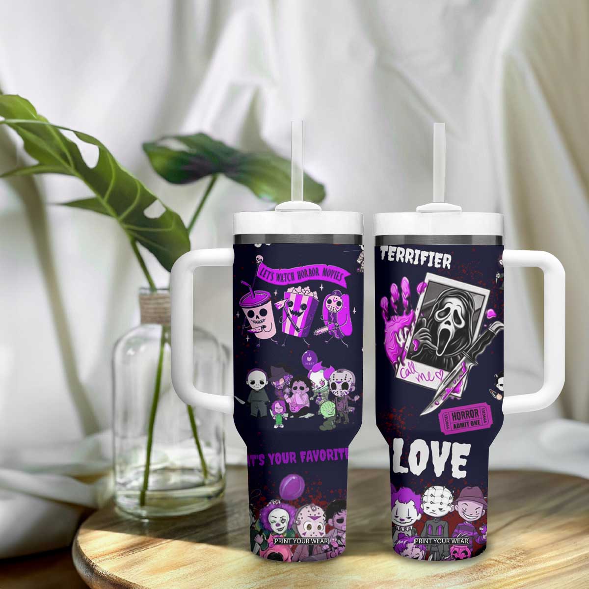 Funny Halloween Horror Tumbler With Handle Iced Coffee What's Your Favorite Scary Movie TB10 Print Your Wear