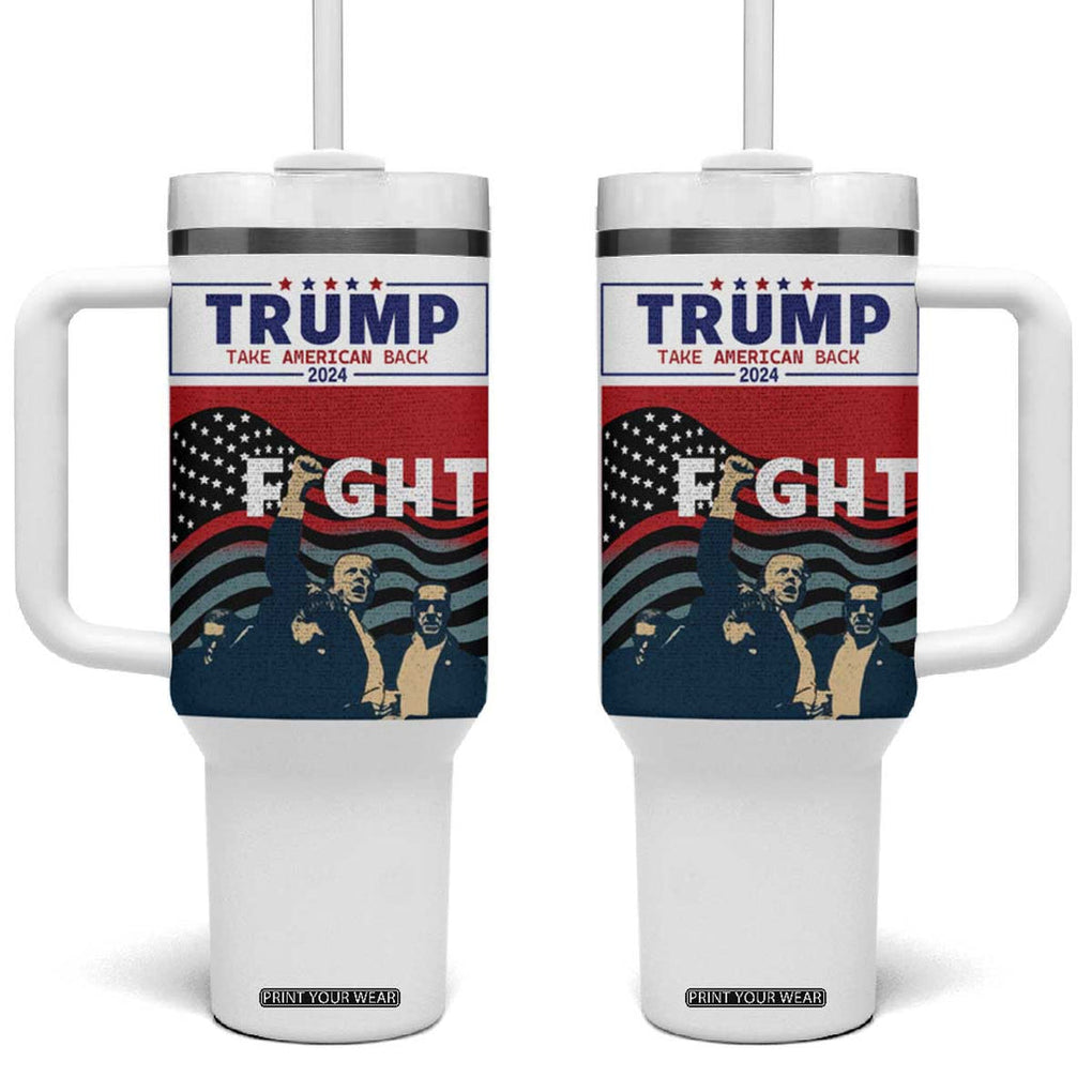 Donald Trump 2024 Tumbler With Handle Trump Assassination Attempt Fight Never Surrender Make America Great 2024 Campaign President Election TB10 One Size: 40 oz White Print Your Wear