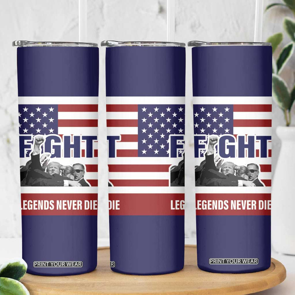 2024 Unstoppable Trump Survived Assassination Attempt Survivor Skinny Tumbler Legend Never Die You Missed Trump Fight Fist Pump American Flag TB10 Print Your Wear