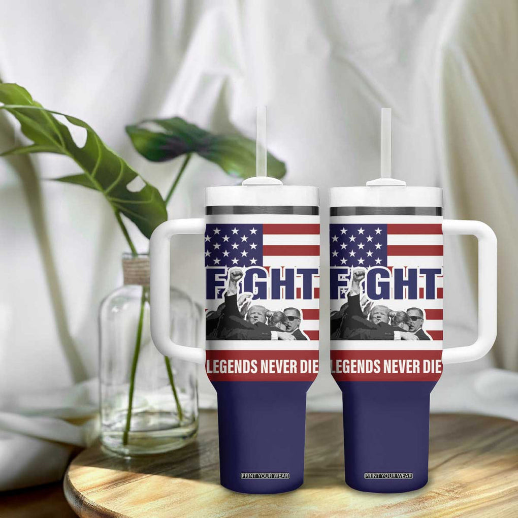 2024 Unstoppable Trump Survived Assassination Attempt Survivor Tumbler With Handle Legend Never Die You Missed Trump Fight Fist Pump American Flag TB10 Print Your Wear