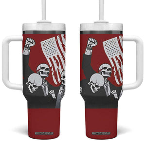 2024 Unstoppable Trump Skeleton Halloween Tumbler With Handle Survived Assassination Attempt Survivor You Missed Trump Fight Fist Pump American Flag TB10 One Size: 40 oz Red Print Your Wear