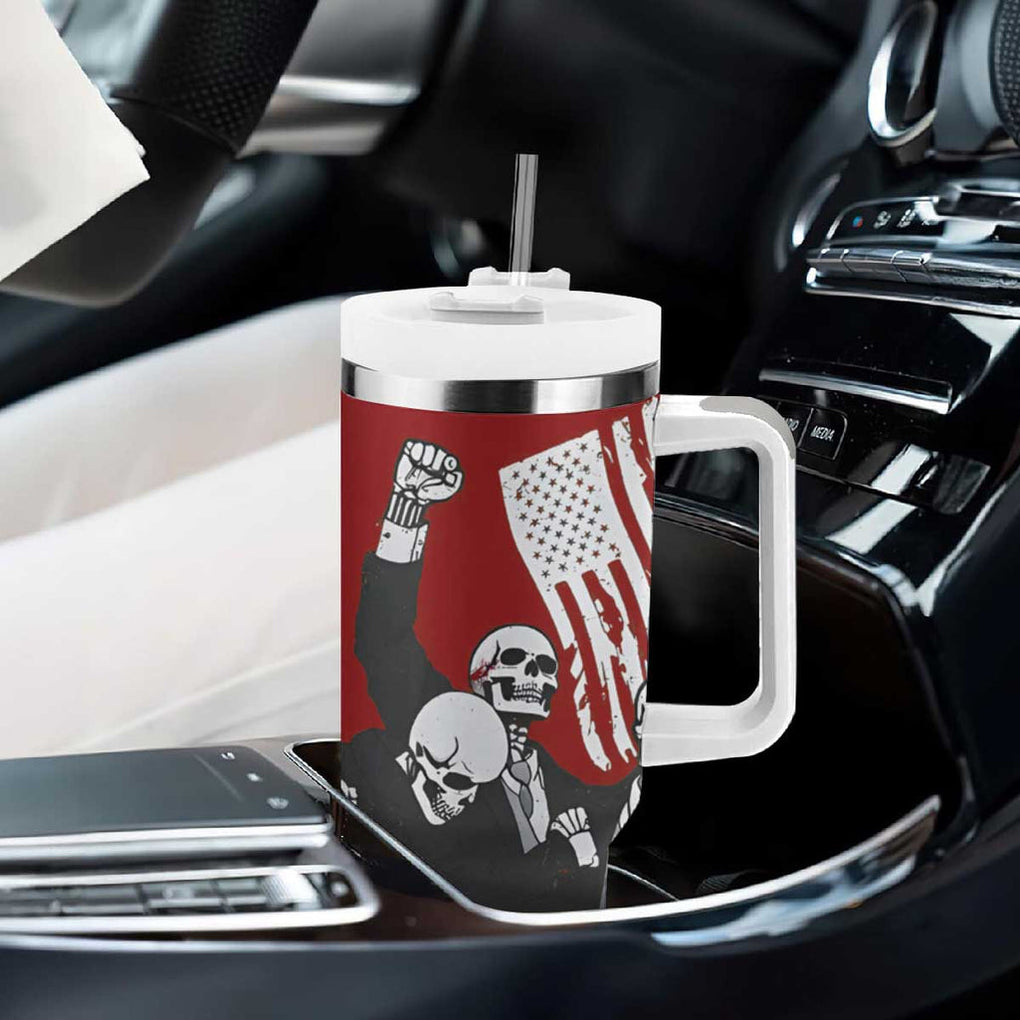 2024 Unstoppable Trump Skeleton Halloween Tumbler With Handle Survived Assassination Attempt Survivor You Missed Trump Fight Fist Pump American Flag TB10 Print Your Wear