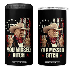 Funny Trump 4 in 1 Can Cooler Tumbler You Missed Bitch Middle Fingers Trump 2024 TB10 One Size: 16 oz Black Print Your Wear