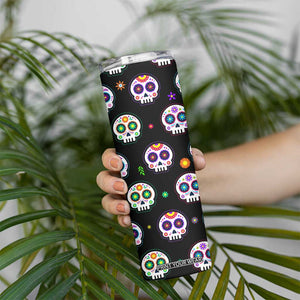 Personalized Sugar Skull Skinny Tumbler Custom Name Da De Los Muertos Day Of The Dead Halloween Gift TB10 Print Your Wear