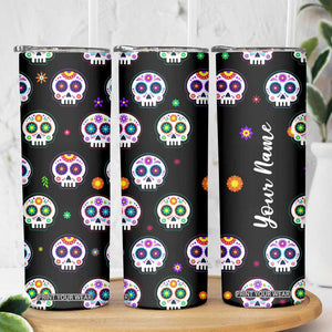 Personalized Sugar Skull Skinny Tumbler Custom Name Da De Los Muertos Day Of The Dead Halloween Gift TB10 Print Your Wear