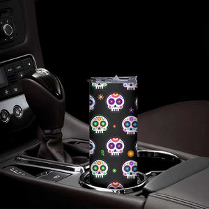 Personalized Sugar Skull Skinny Tumbler Custom Name Da De Los Muertos Day Of The Dead Halloween Gift TB10 Print Your Wear