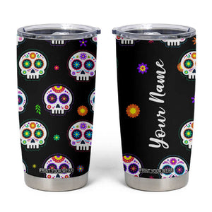 Personalized Sugar Skull Tumbler Cup Custom Name Da De Los Muertos Day Of The Dead Halloween Gift TB10 Black Print Your Wear