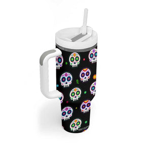 Personalized Sugar Skull Tumbler With Handle Custom Name Da De Los Muertos Day Of The Dead Halloween Gift TB10 Print Your Wear