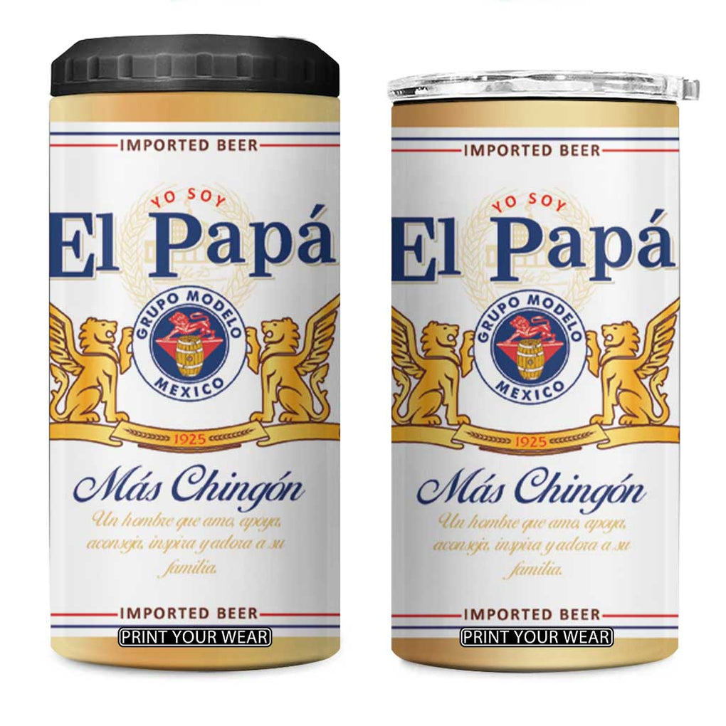 Fathers day Dia del Padre 4 in 1 Can Cooler Tumbler El Papa Mas Chingon Mexican Dad Husband Beer TB10 One Size: 16 oz White Print Your Wear