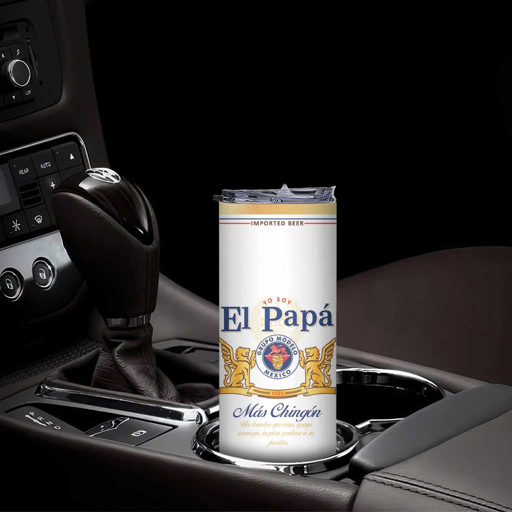 Mexican Dad Husband Beer Skinny Tumbler El Papa Mas Chingon Fathers day, Dia del Padre TB10 Print Your Wear