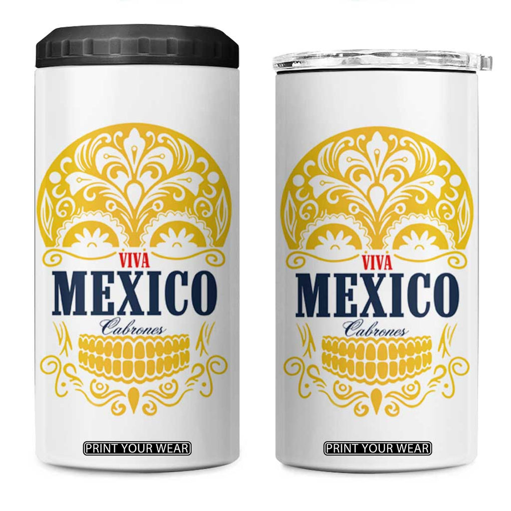 Viva Mexico Cabrones Sugar Skull 4 in 1 Can Cooler Tumbler Independence Day Mexico Mexican Beer TB10 One Size: 16 oz White Print Your Wear