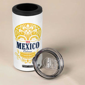 Viva Mexico Cabrones Sugar Skull 4 in 1 Can Cooler Tumbler Independence Day Mexico Mexican Beer TB10 Print Your Wear