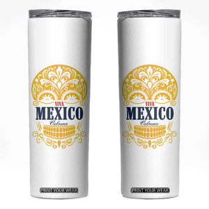 Viva Mexico Cabrones Sugar Skull Skinny Tumbler Independence Day Mexico Mexican Beer TB10 White Print Your Wear