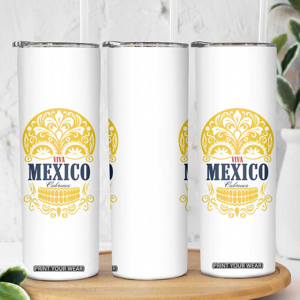 Viva Mexico Cabrones Sugar Skull Skinny Tumbler Independence Day Mexico Mexican Beer TB10 Print Your Wear