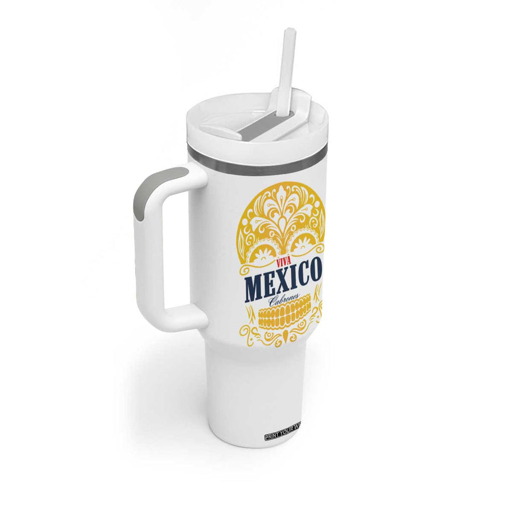 Viva Mexico Cabrones Sugar Skull Tumbler With Handle Independence Day Mexico Mexican Beer TB10 Print Your Wear