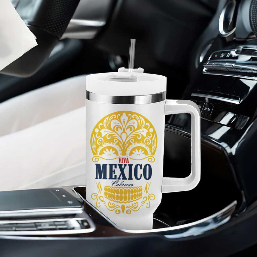Viva Mexico Cabrones Sugar Skull Tumbler With Handle Independence Day Mexico Mexican Beer TB10 Print Your Wear