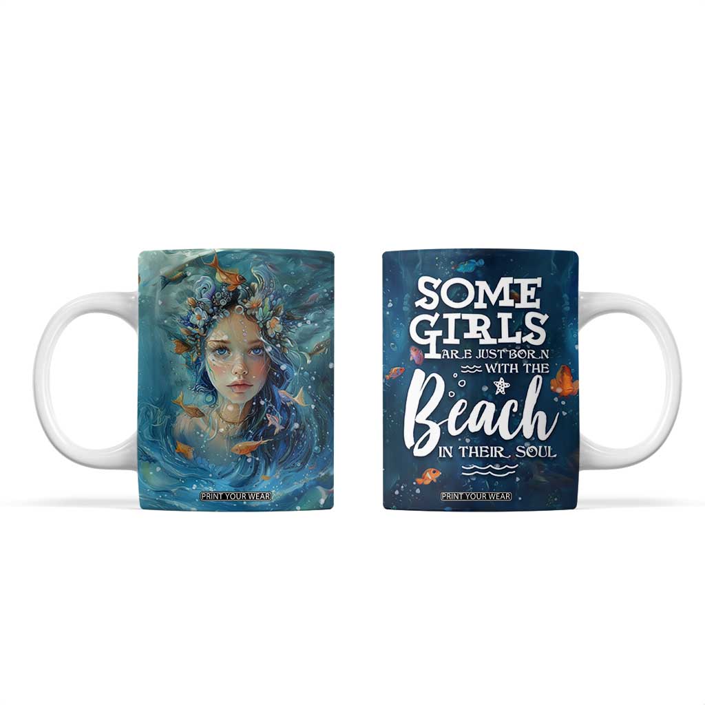 Beach Lovers Gifts For Women Coffee Mug Some Girls Are Just Born With The Beach In Their Souls TB10 Navy Print Your Wear