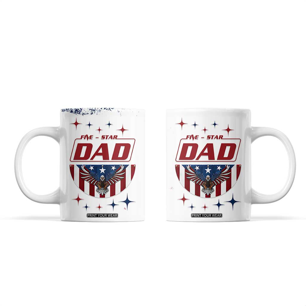 Dad Gifts From Kids Coffee Mug Five Star Dad Fathers Day American Flag TB10 White Print Your Wear