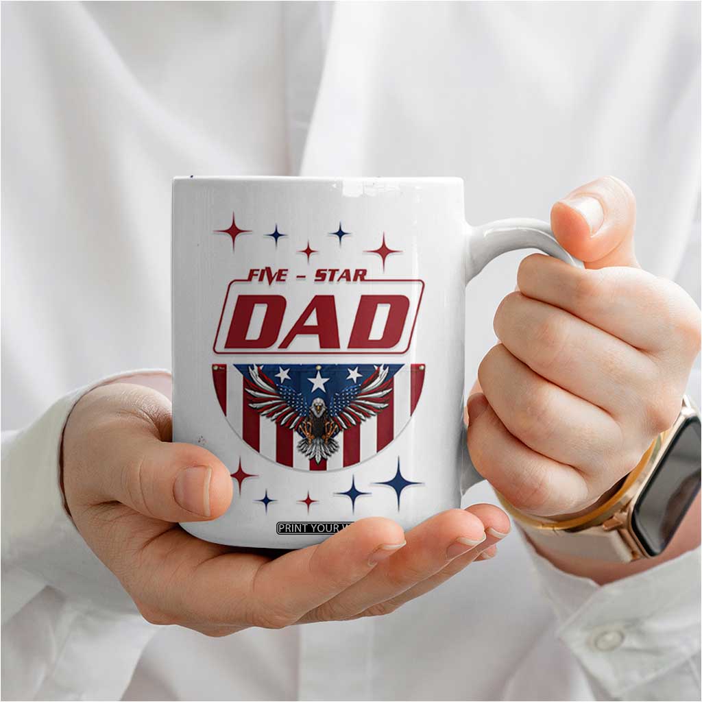 Dad Gifts From Kids Coffee Mug Five Star Dad Fathers Day American Flag TB10 Print Your Wear