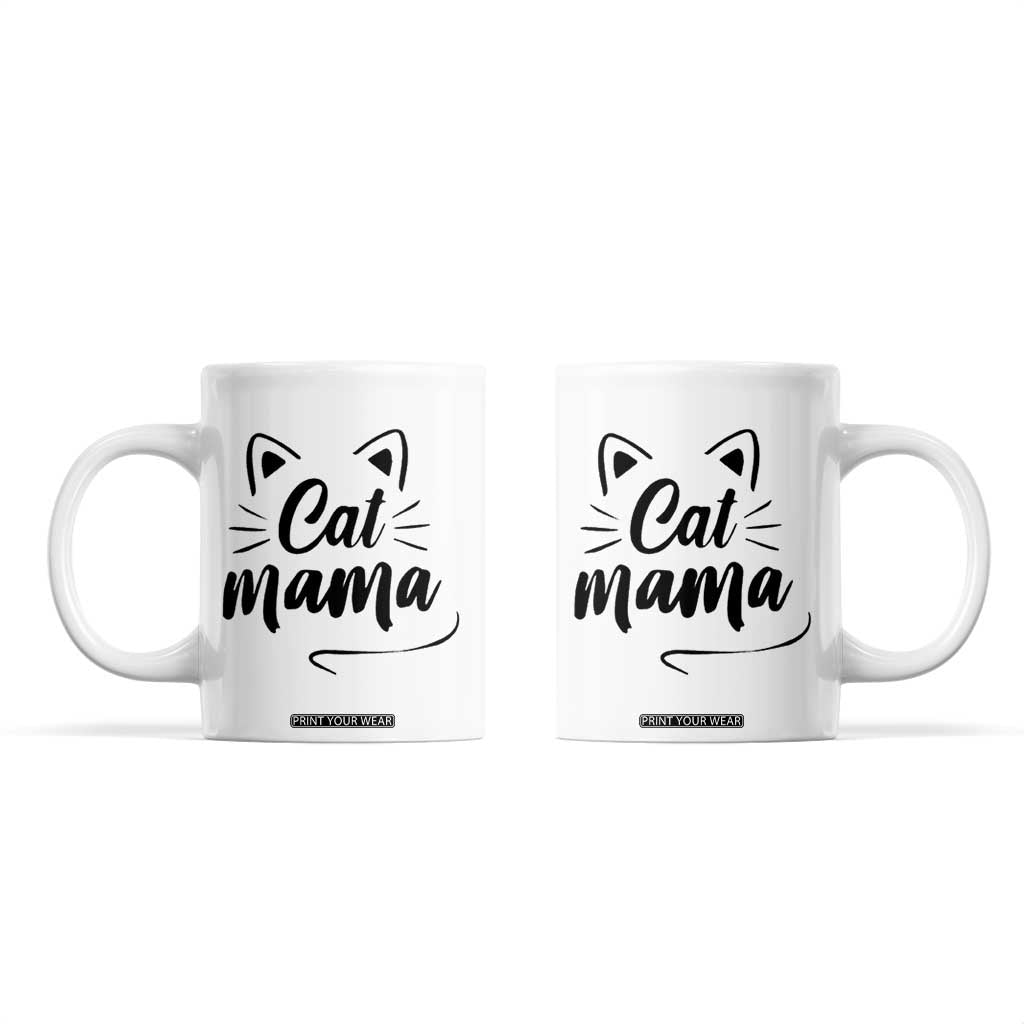 Cat Mama Coffee Mug Cat Lover Gifts For Women TB10 White Print Your Wear