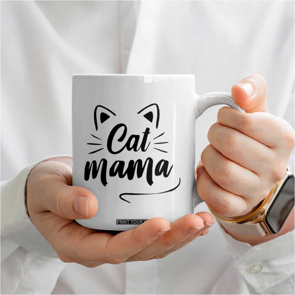 Cat Mama Coffee Mug Cat Lover Gifts For Women TB10 Print Your Wear