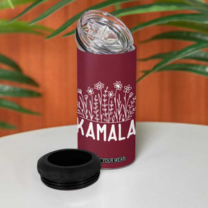 Harris 2024 4 in 1 Can Cooler Tumbler Kamala Madam President USA America 2024 Election Flower TB10 Print Your Wear