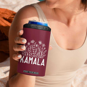 Harris 2024 4 in 1 Can Cooler Tumbler Kamala Madam President USA America 2024 Election Flower TB10 Print Your Wear