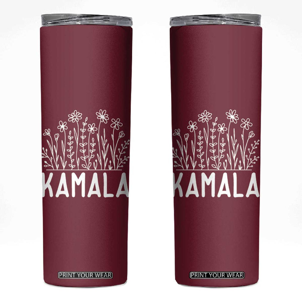 Harris 2024 Skinny Tumbler Kamala Madam President USA America 2024 Election Flower TB10 Red Print Your Wear