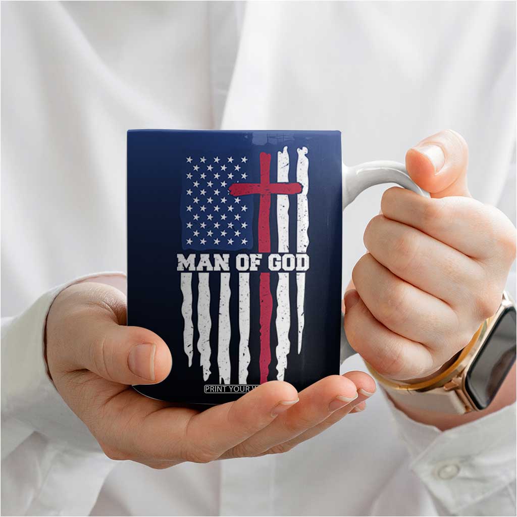 Christian Gifts for Men Coffee Mug Religious Cross US Flag Prayer Patriotic TB10 Print Your Wear