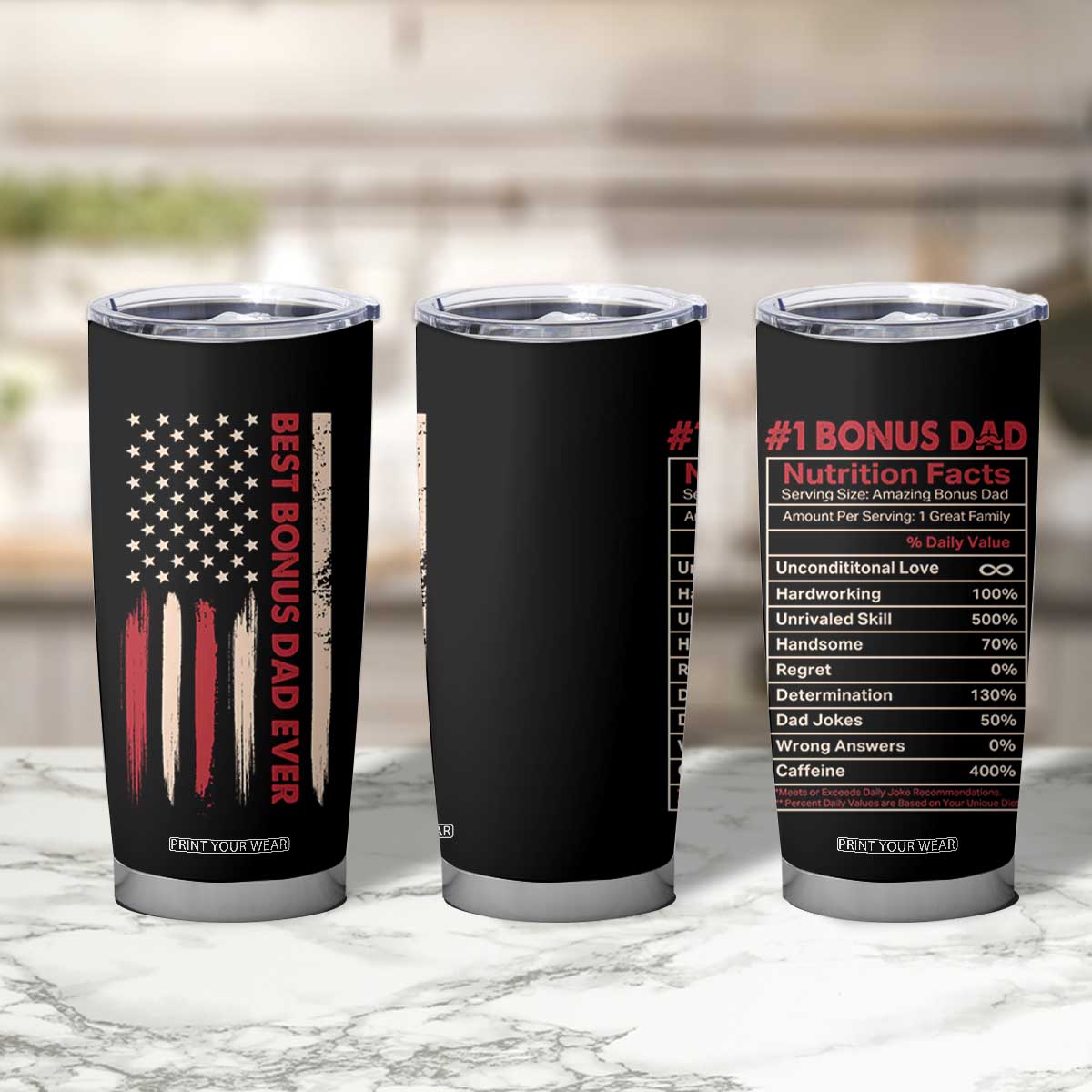 Bonus Dad Gifts Tumbler Cup Stepdad American Flag Fathers Day TB10 Print Your Wear