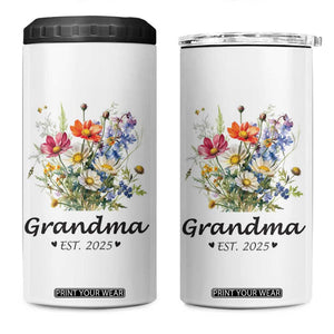 Promoted to Grandma 4 in 1 Can Cooler Tumbler Granny Est.2025 Pregnancy Announcement Gifts for New Grandparents TB10 One Size: 16 oz White Print Your Wear