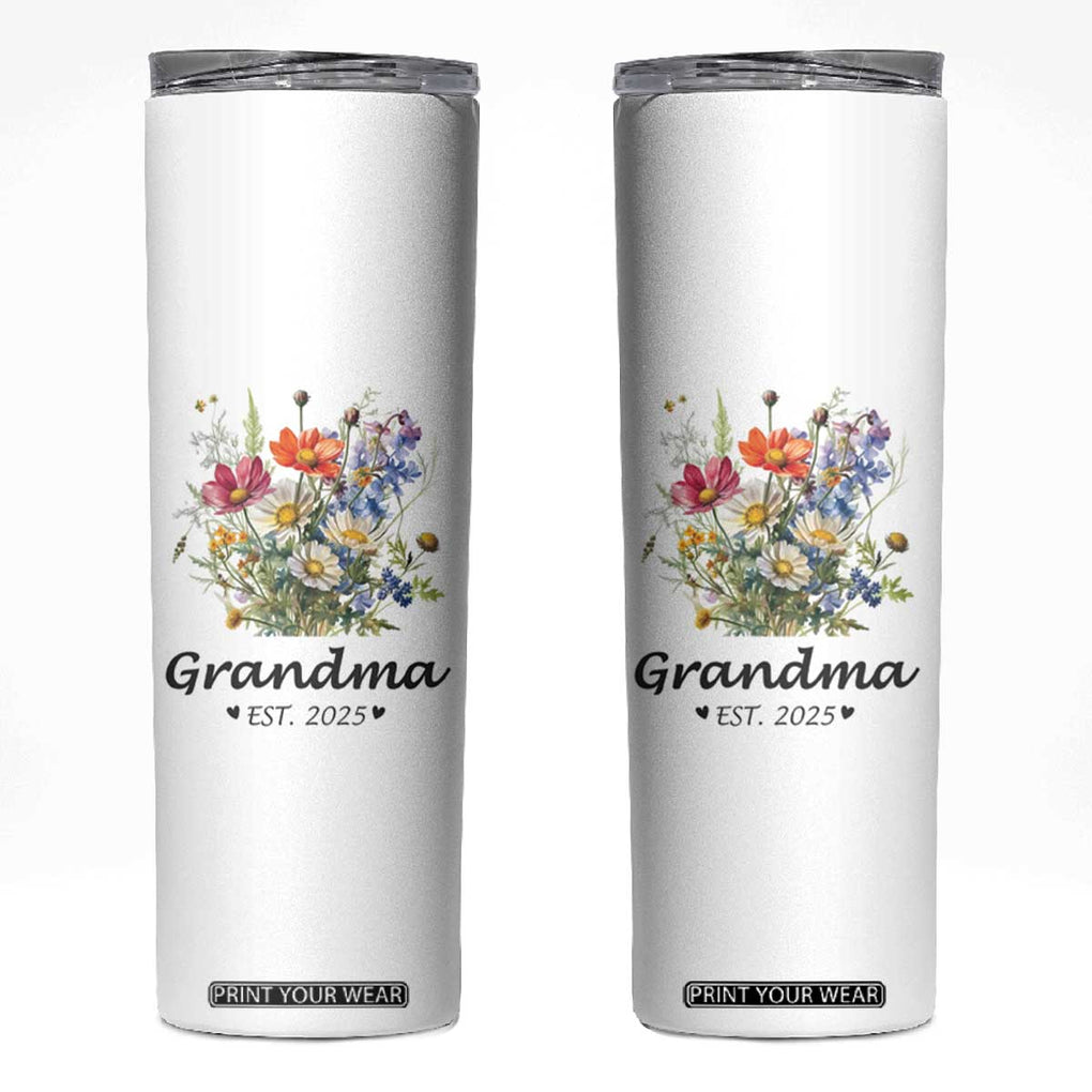 Promoted to Grandma Skinny Tumbler Granny Est.2025 Pregnancy Announcement Gifts for New Grandparents TB10 White Print Your Wear