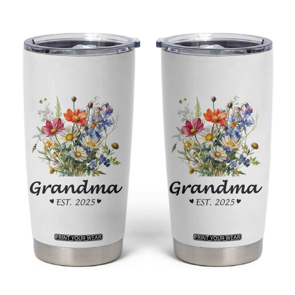 Promoted to Grandma Tumbler Cup Granny Est.2025 Pregnancy Announcement Gifts for New Grandparents TB10 White Print Your Wear