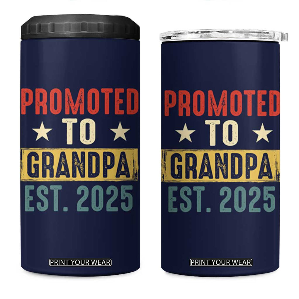 New Granddad 4 in 1 Can Cooler Tumbler Promoted To Grandpa Est.2025 Vintage TB10 One Size: 16 oz Navy Print Your Wear