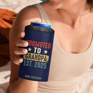 New Granddad 4 in 1 Can Cooler Tumbler Promoted To Grandpa Est.2025 Vintage TB10 Print Your Wear