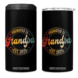 Promoted To Grandpa 4 in 1 Can Cooler Tumbler Est.2025 Vintage Baby Announcement Gifts For Grandparents TB10 One Size: 16 oz Black Print Your Wear