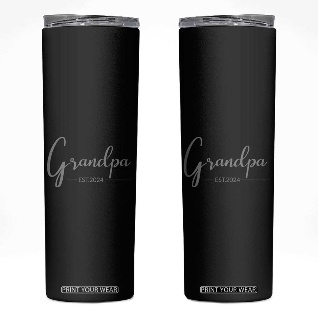 Promoted To Grandpa Skinny Tumbler Granddad Est.2024 Pregnancy Announcement Gifts for New Grandparents TB10 Black Print Your Wear