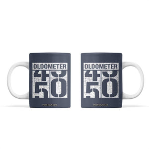 Funny 50th Birthday Coffee Mug Oldometer Odometer 1976 50 Year Old Birthday Old Joke TB10 Navy Print Your Wear