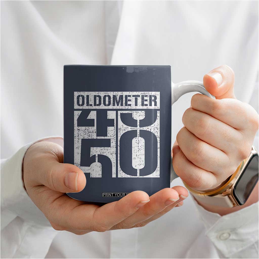Funny 50th Birthday Coffee Mug Oldometer Odometer 1976 50 Year Old Birthday Old Joke TB10 Print Your Wear