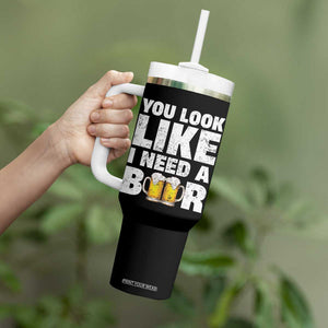 Funny Beer Tumbler With Handle You Look Like I Need A Beer Drinking Alcohol Drunk TB10 Print Your Wear