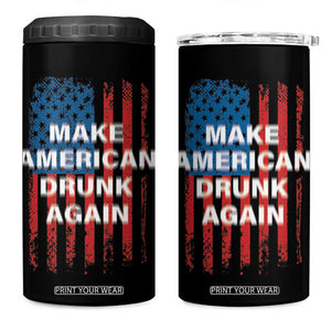 Funny Beer Alcohol Drunk 4 in 1 Can Cooler Tumbler Make America Drunk Again American Flag USA 4th July TB10 One Size: 16 oz Black Print Your Wear