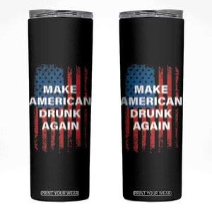 Funny Beer Alcohol Drunk Skinny Tumbler Make America Drunk Again American Flag USA 4th July TB10 Black Print Your Wear