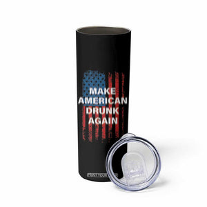 Funny Beer Alcohol Drunk Skinny Tumbler Make America Drunk Again American Flag USA 4th July TB10 Print Your Wear