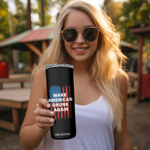 Funny Beer Alcohol Drunk Skinny Tumbler Make America Drunk Again American Flag USA 4th July TB10 Print Your Wear