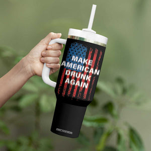 Funny Beer Alcohol Drunk Tumbler With Handle Make America Drunk Again American Flag USA 4th July TB10 Print Your Wear