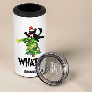 Funny Christmas Black Cat Lover Gifts 4 in 1 Can Cooler Tumbler Christmas Tree Over Cat What? TB10 Print Your Wear